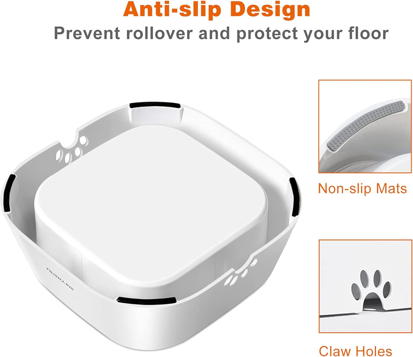 Dog Water Bowl - No-Slip Pet Water Dispenser and Slow Feeder Bowl, 35Oz Capacity