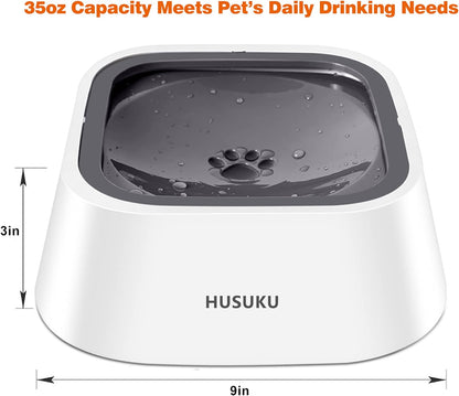 Dog Water Bowl - No-Slip Pet Water Dispenser and Slow Feeder Bowl, 35Oz Capacity